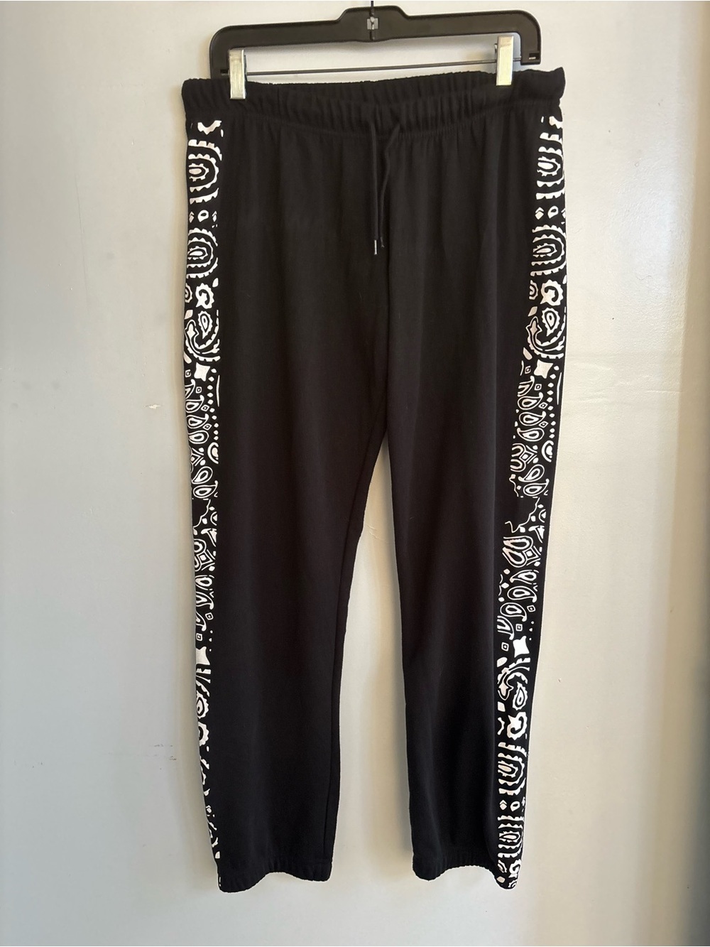 Black Women's Joggers with White Bandana Side Stripes